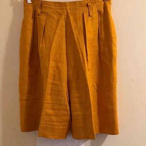 Anne Klein Mustard Pleated Bermuda Shorts